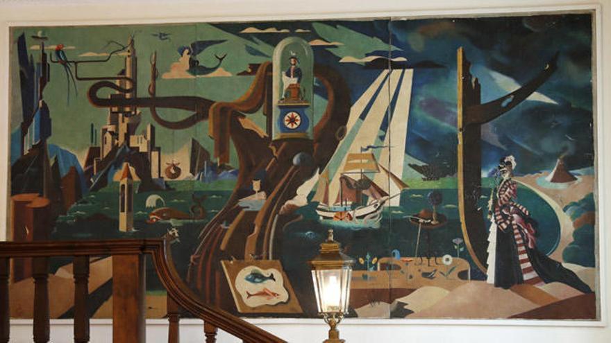 El Concello restaura un gran mural de Lugrís que rescató en 1977 del antiguo "Gran Hotel"