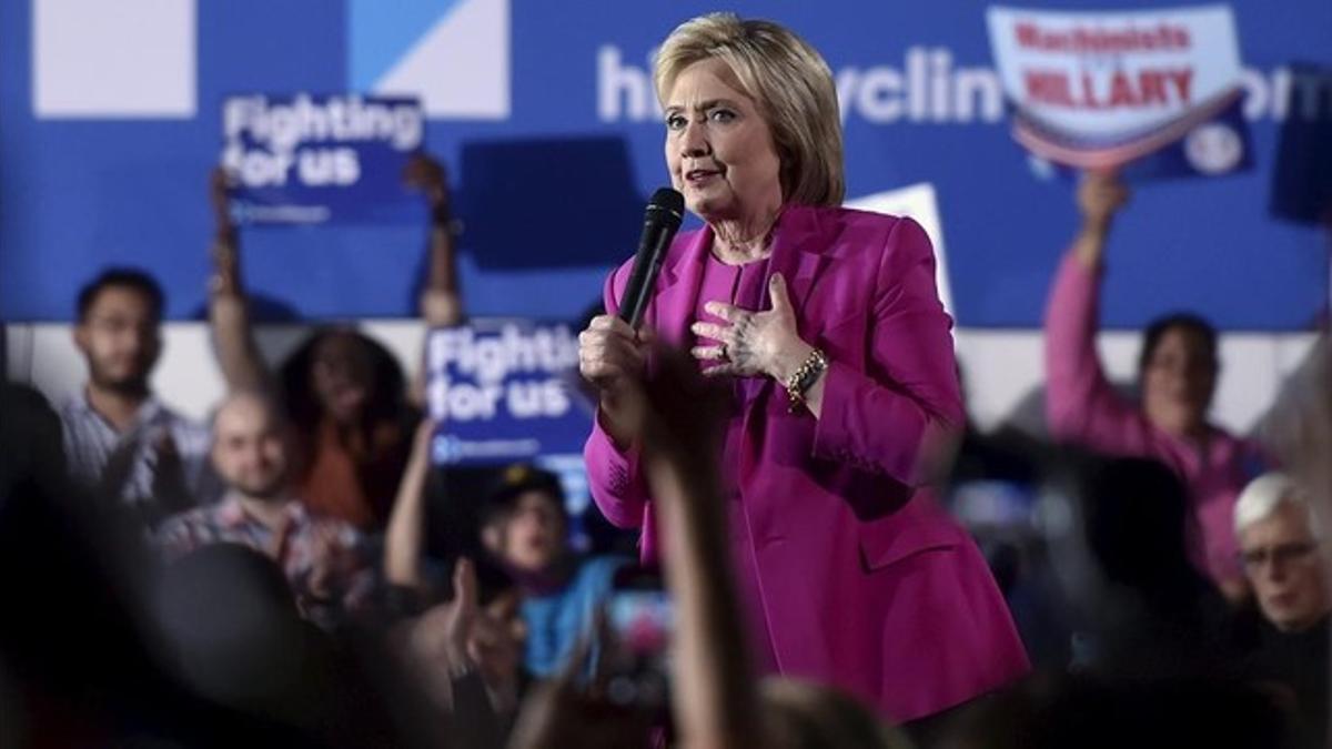 Clinton habla en un mitin en Las Vegas (Nevada), este jueves.