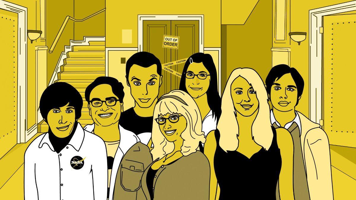 Dibujo con los principales actores de 'The Big Bang theory'