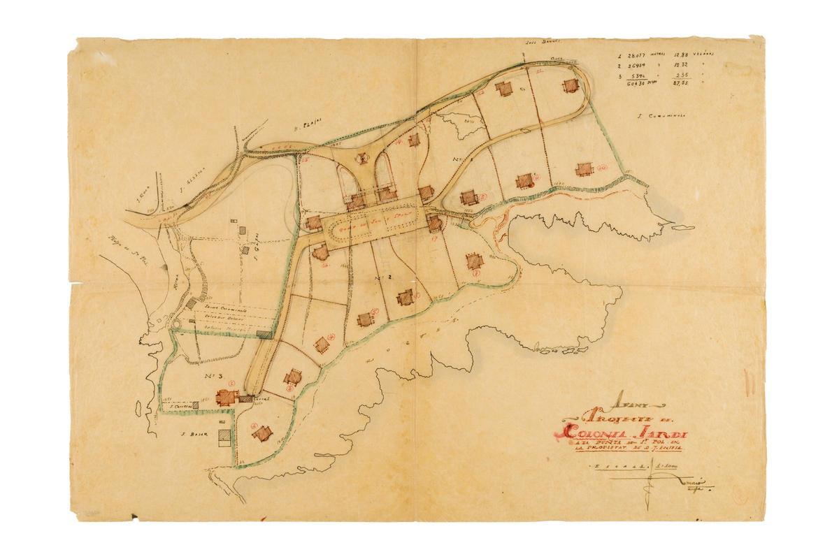 Anteproyecto de colonia jardín de la punta de Sant Pol a la propiedad de Josep Ensesa, obra del arquitecto Rafael Masó, que data de 1917 y que forma parte de la exposición sobre el centenario de la urbanización.