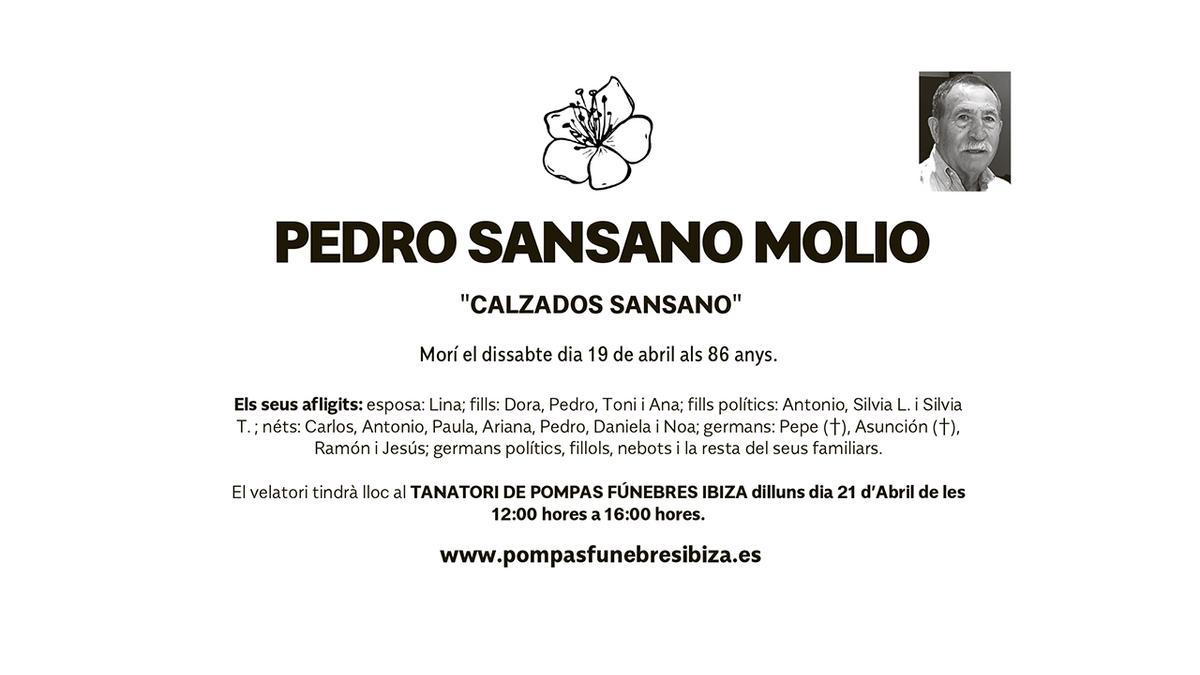 Esquela Pedro Sansano Molio