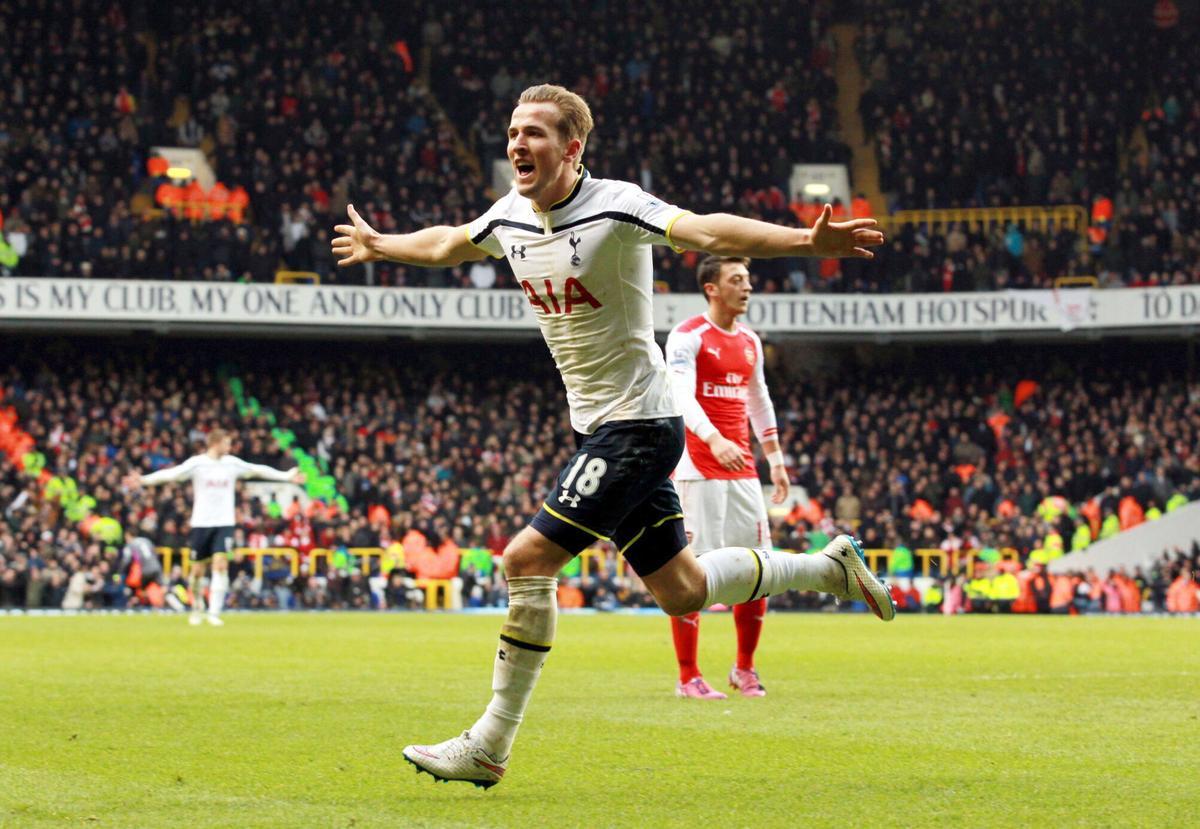 Harry Kane, en 2015, celebrando un gol en el derbi contra el Arsenal.