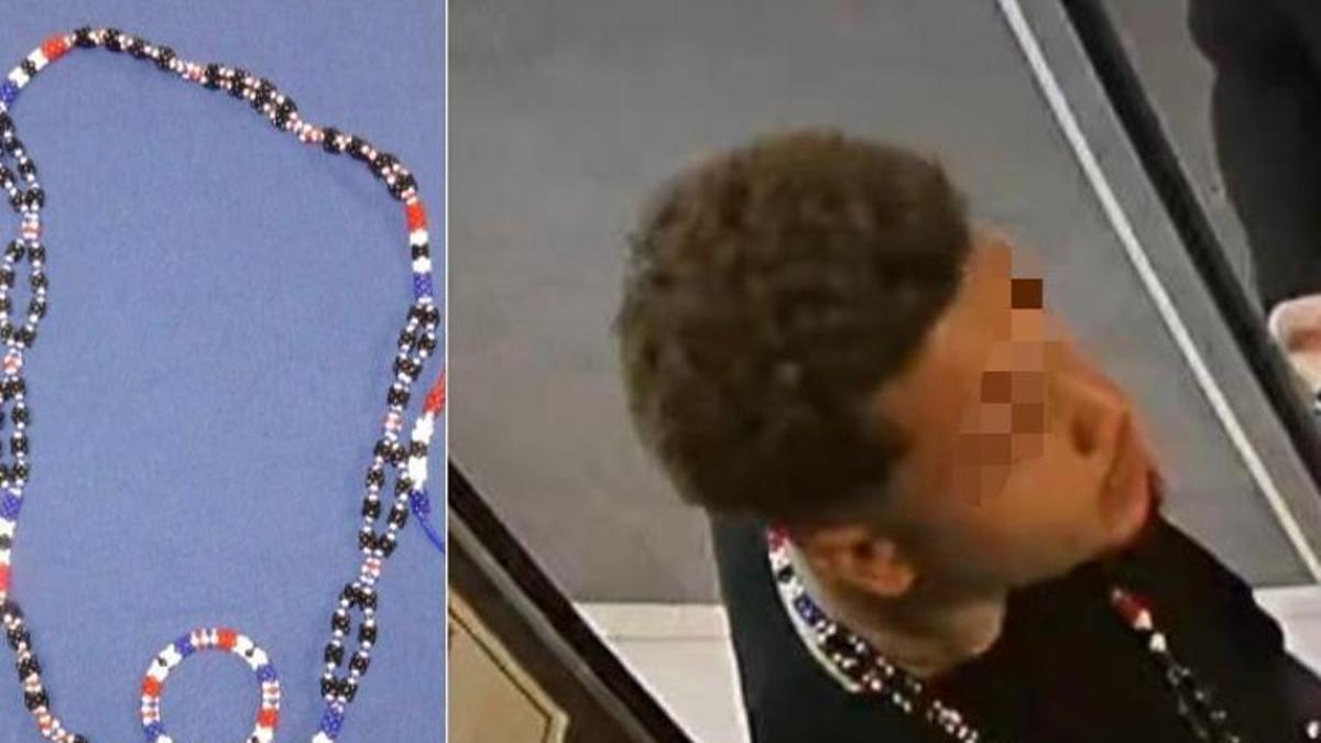 El líder de los DDP, Joselito J. R., alias 'Kilates', detenido hace solo dos semanas por liderar la banda en Zaragoza y, a la izquierda, el collar que porta como número 1 del coro.