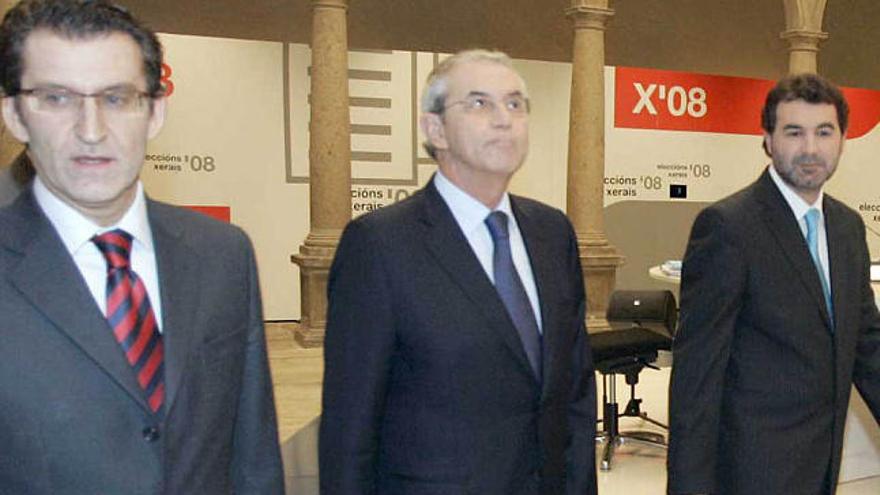 Feijóo y Touriño, llegando al debate de las generales en 2008. / t. valdés