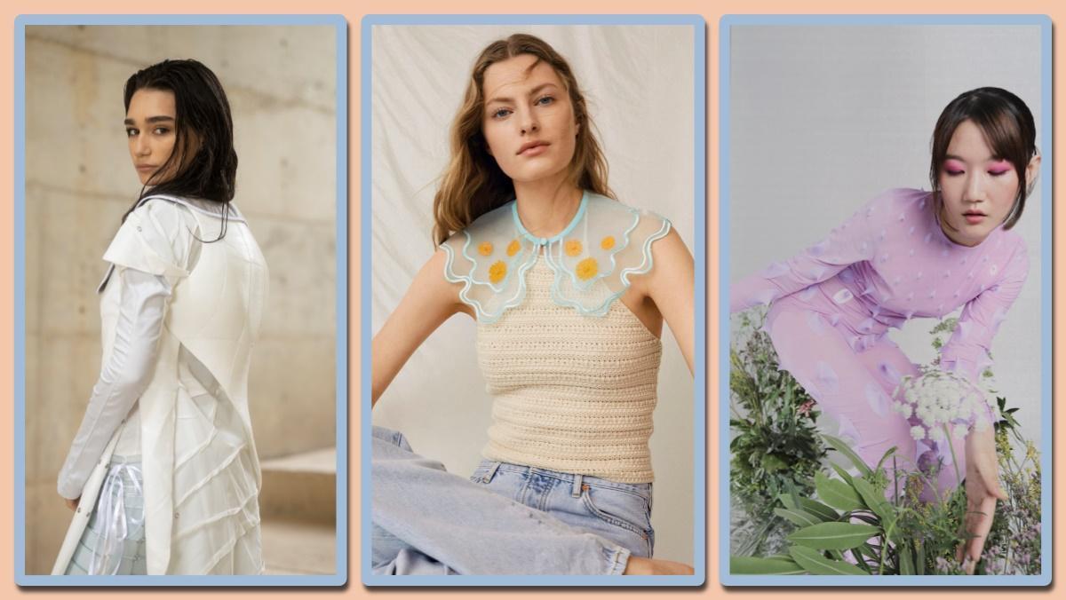 Los proyectos finales del Grado en Diseño de Moda, de las alumnas de LCI Barcelona de Júlia Cots y Nora Fontanals (izq. y der.), y en el centro, el famoso cuello de Comme des Machines para Mango.