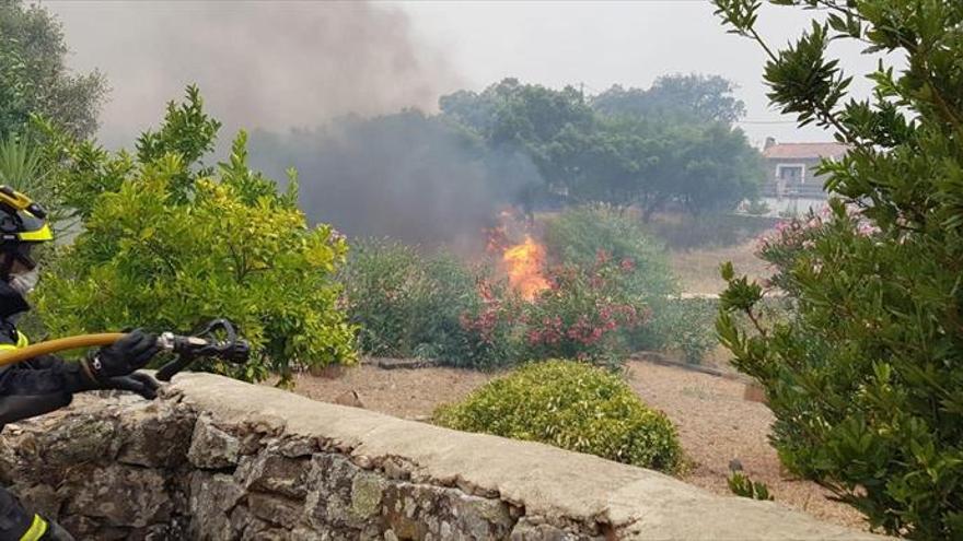 Medios aéreos y terrestres luchan contra el fuego en San Vicente
