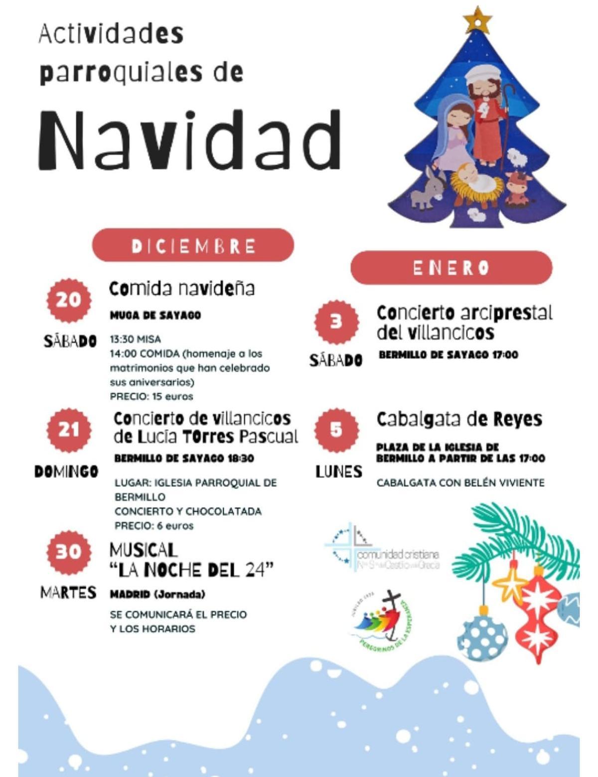 Cartel de los actos de Navidad en Sayago