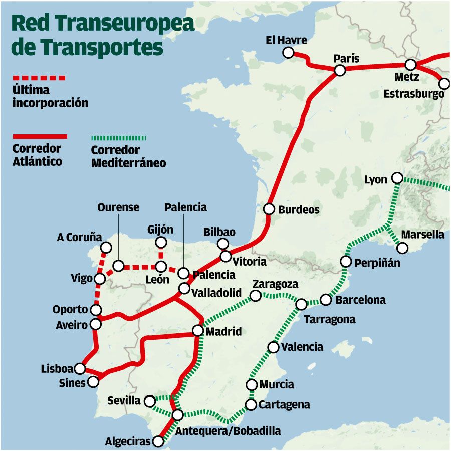 El Corredor Atlántico ferroviario dentro de la Red Transeuropea de Transportes