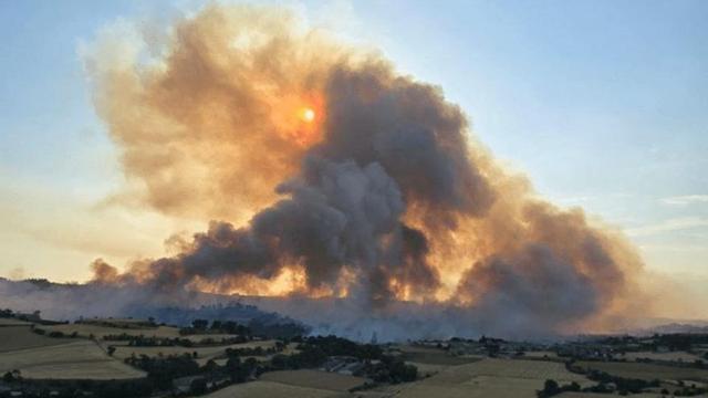 Imatge de l’incendi originat ahir al municipi de Talavera (Segarra).  | BOMBERS DE LA GENERALITAT