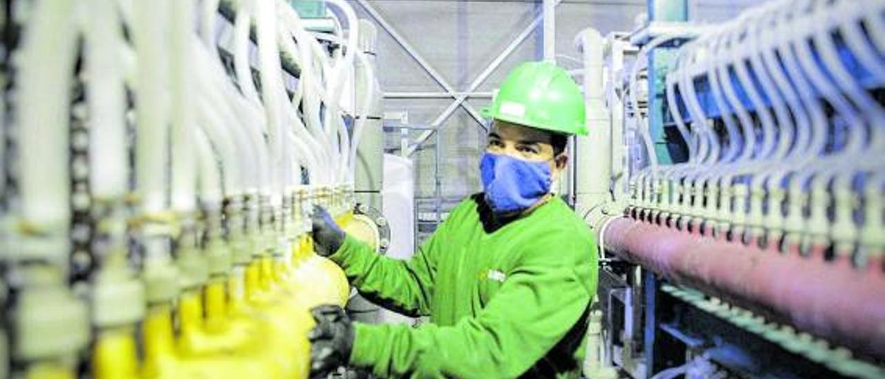 Un empleado de una industria del Archipiélago durante su jornada laboral.