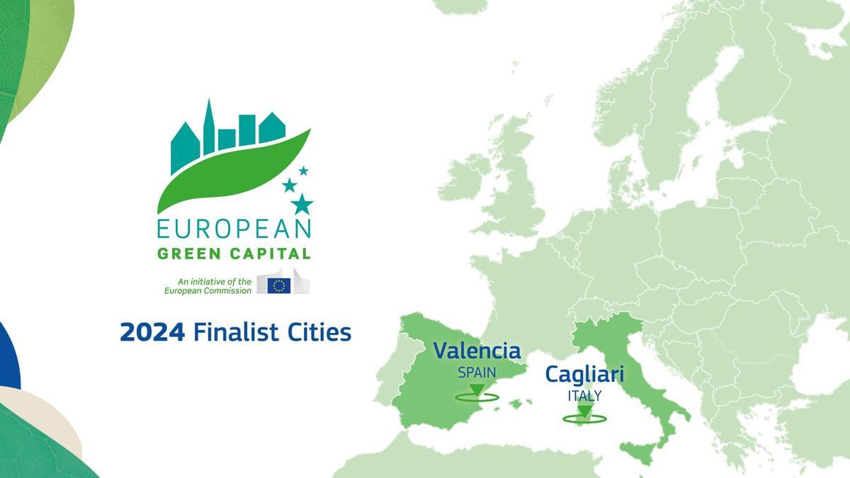 Mapa de ciudades finalistas para convertirse en &quot;Capital Verde&quot;