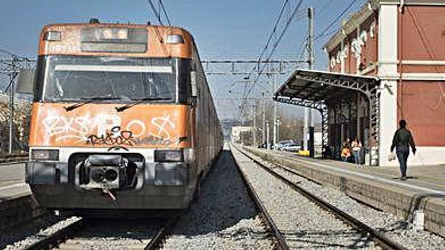 Un tren a l&#039;estació de Sant Vicenç