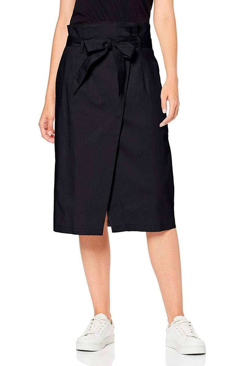 Falda negra midi de algodón con lazo de Meraki. (Precio: 7,94 euros a 23,10 euros)