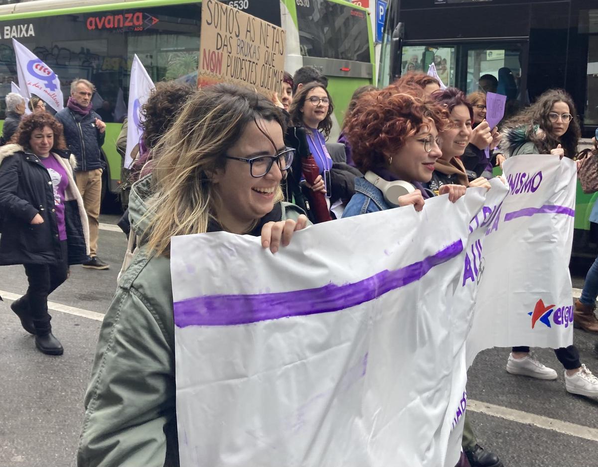 Participantes en la manifestación de la mañana en Vigo.