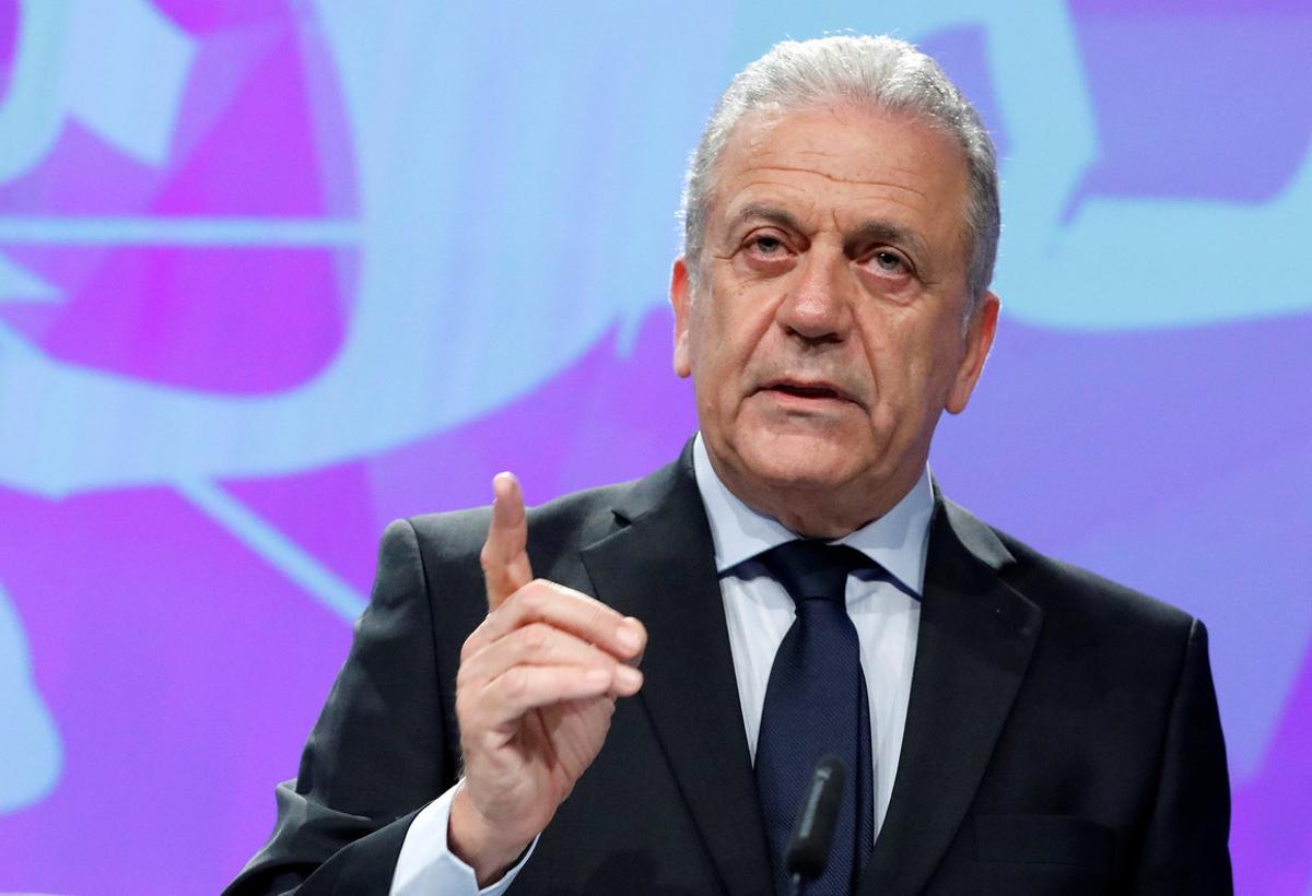 European Commissioner for Migration and Home Affairs Dimitris Avramopoulos addresses a news conference at the EU Commission headquarters in Brussels, Belgium, March 2,  2017.  REUTERS/Yves Herman