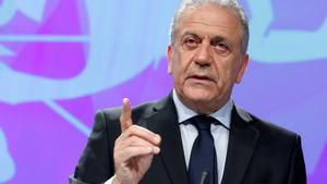 European Commissioner for Migration and Home Affairs Dimitris Avramopoulos addresses a news conference at the EU Commission headquarters in Brussels, Belgium, March 2,  2017.  REUTERS/Yves Herman