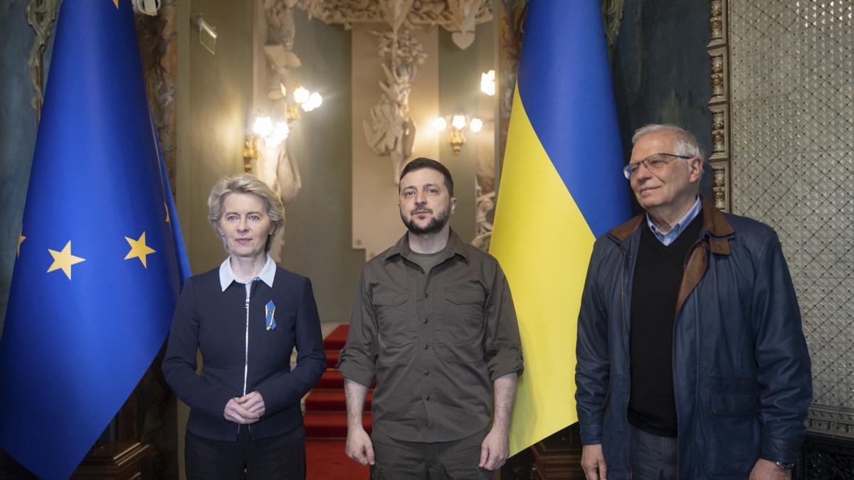 EU Commission President Ursula von der Leyen and EU foreign affairs envoy Josep Borrell visit Ukraine