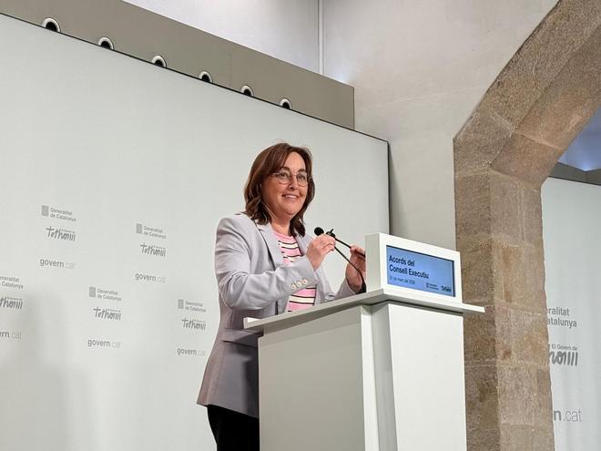 La portavoz del Govern y consellera de Territori, Sílvia Paneque, este martes en la rueda de prensa posterior al Consell Executiu.