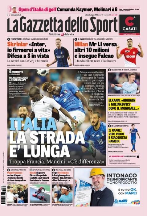 Portada LA GAZZETTA DELLO SPORT sábado 2 de junio