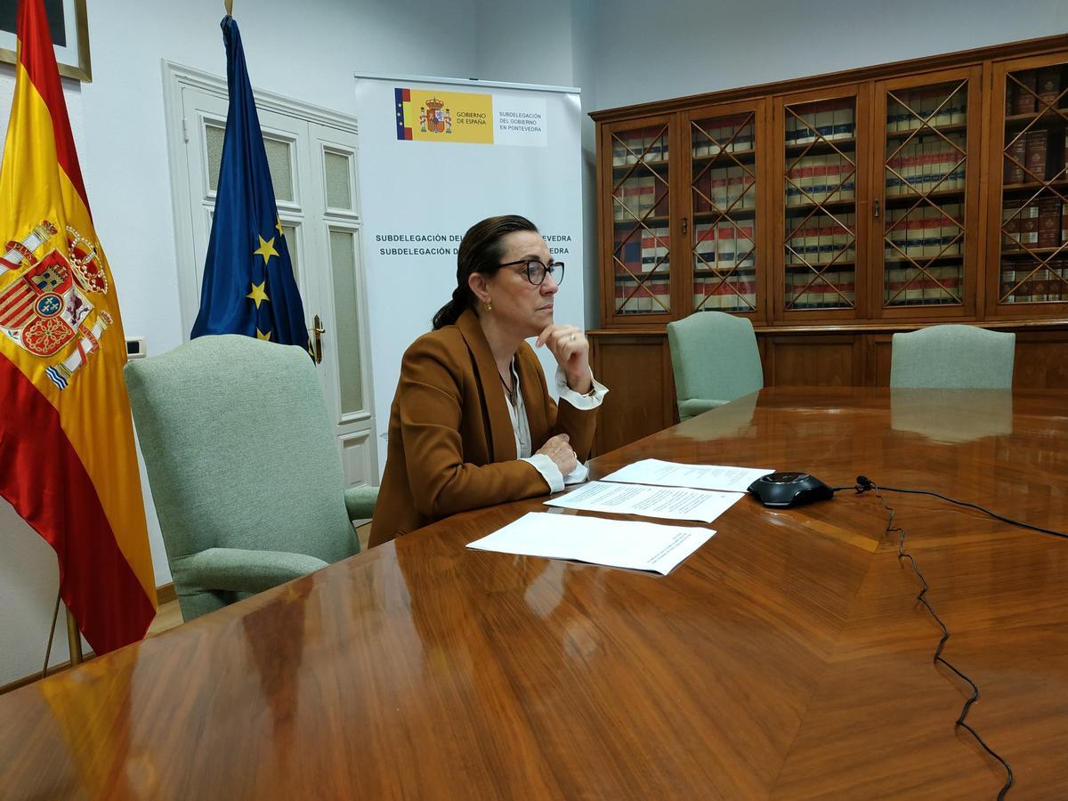 Maica Larriba, subdelegada del Gobierno en Pontevedra, durante la presentación de balance sobre seguridad vial en la provincia.