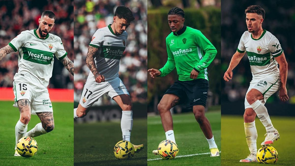 Tete Morente, Josan Ferrández, Buba Sangare y Adrià Pedrosa, con el Elche.