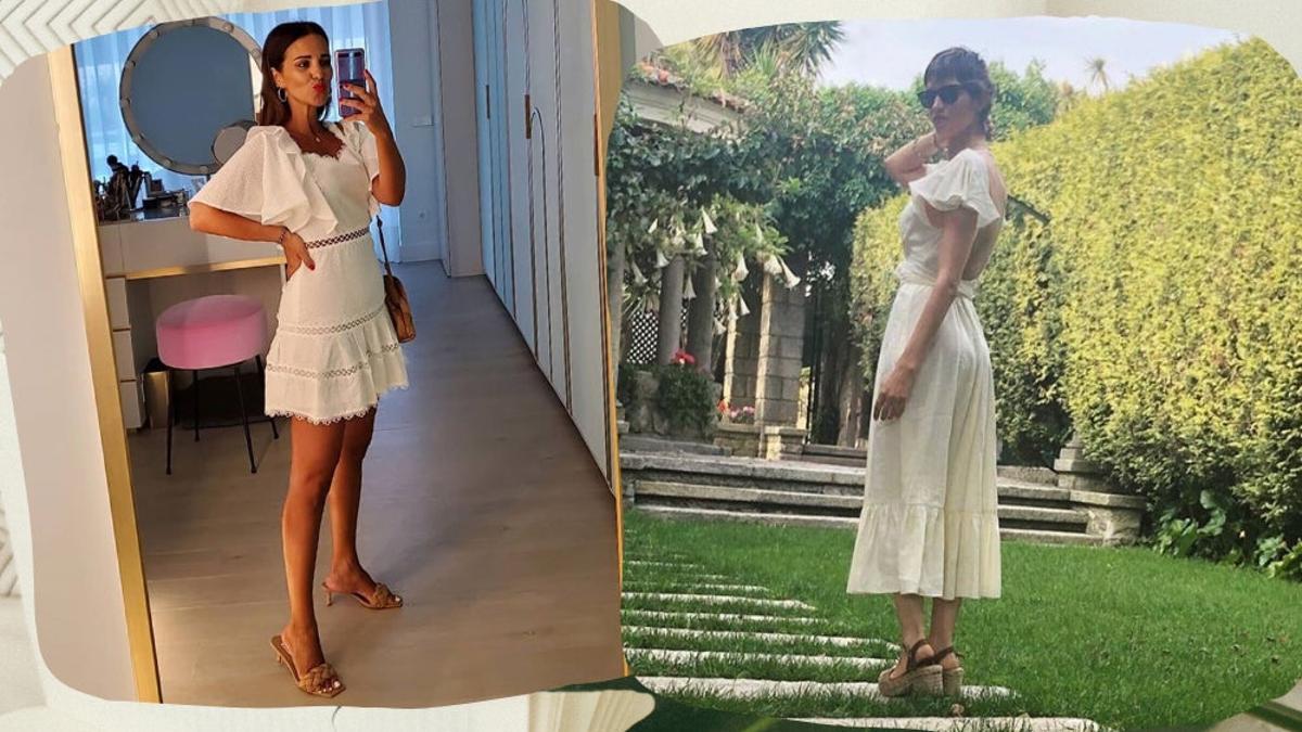 Paula Echevarría y Sara Carbonero con vestidos blancos