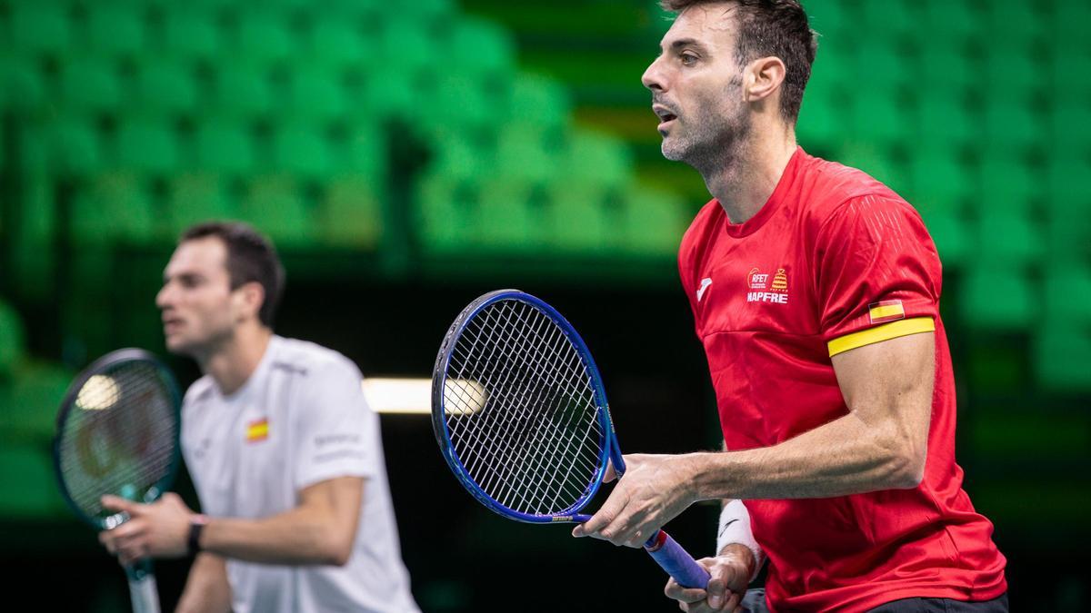 Marcel Granollers, durante el entrenamiento