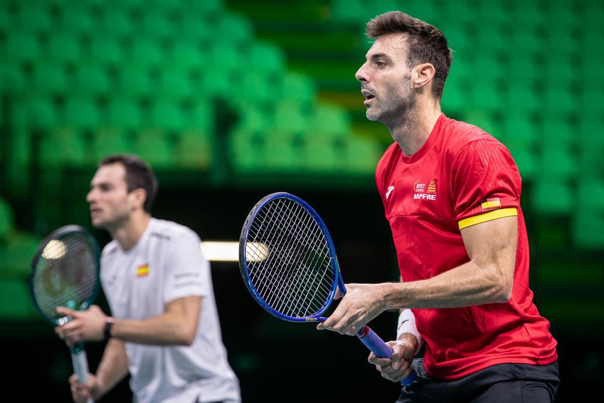 Marcel Granollers, durante el entrenamiento