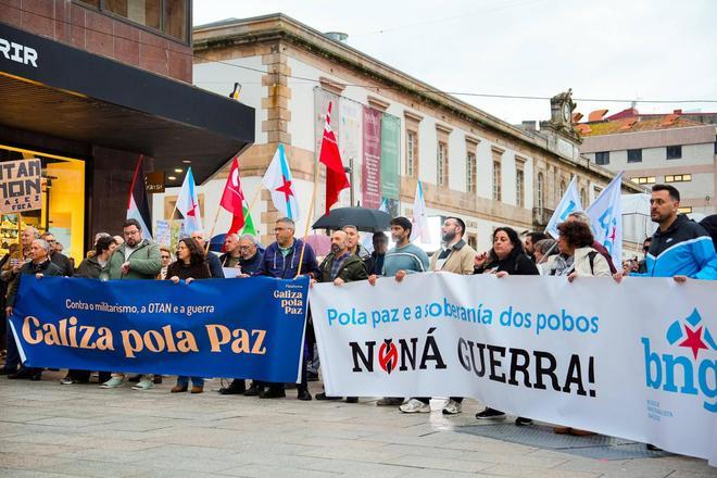 Vigo acoge una concentración contra la guerra «imperialista» convocada por la Plataforma Galiza pola Paz