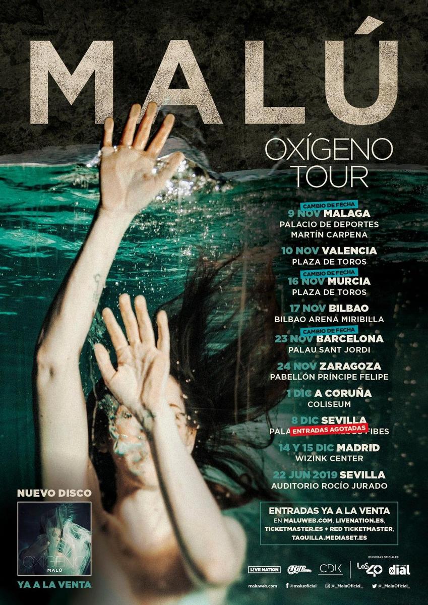 El nuevo calendario para la gira 'Oxígeno' de Malú.