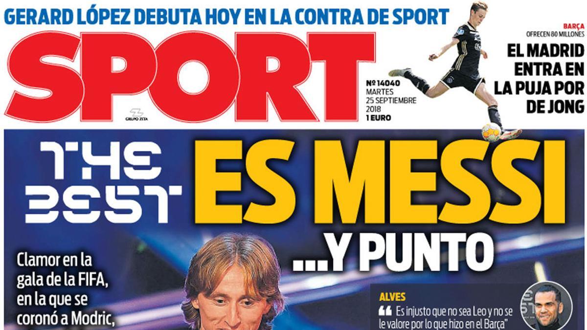 Esta es la portada del martes 25 de septiembre de 2018