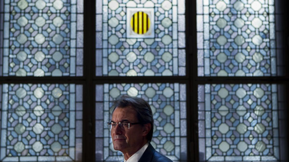 Artur Mas, en el Palau de la Generalitat, después de la entrevista