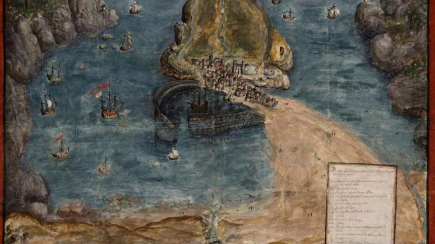 Plano de Gijón de Fernando Valdés en 1635.