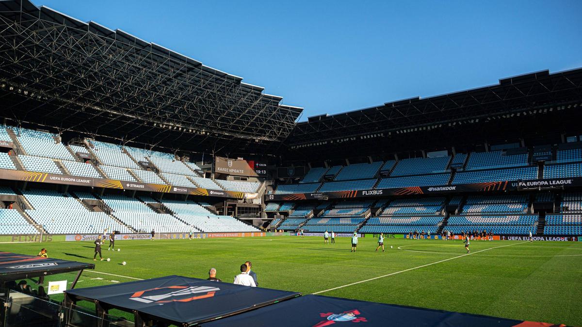 Interior del estadio de Balaídos antes del partido de Europa League ante el PAOK