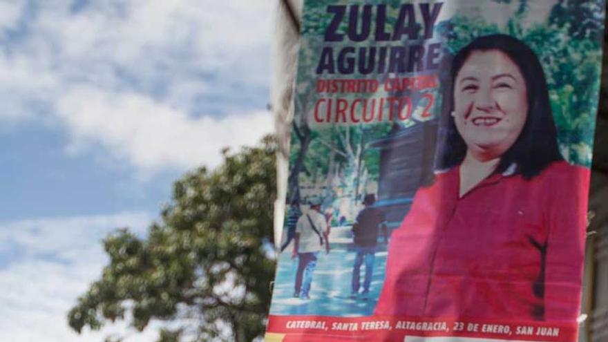 Un cartel electoral del fallecido Chávez, anteayer, en Venezuela.