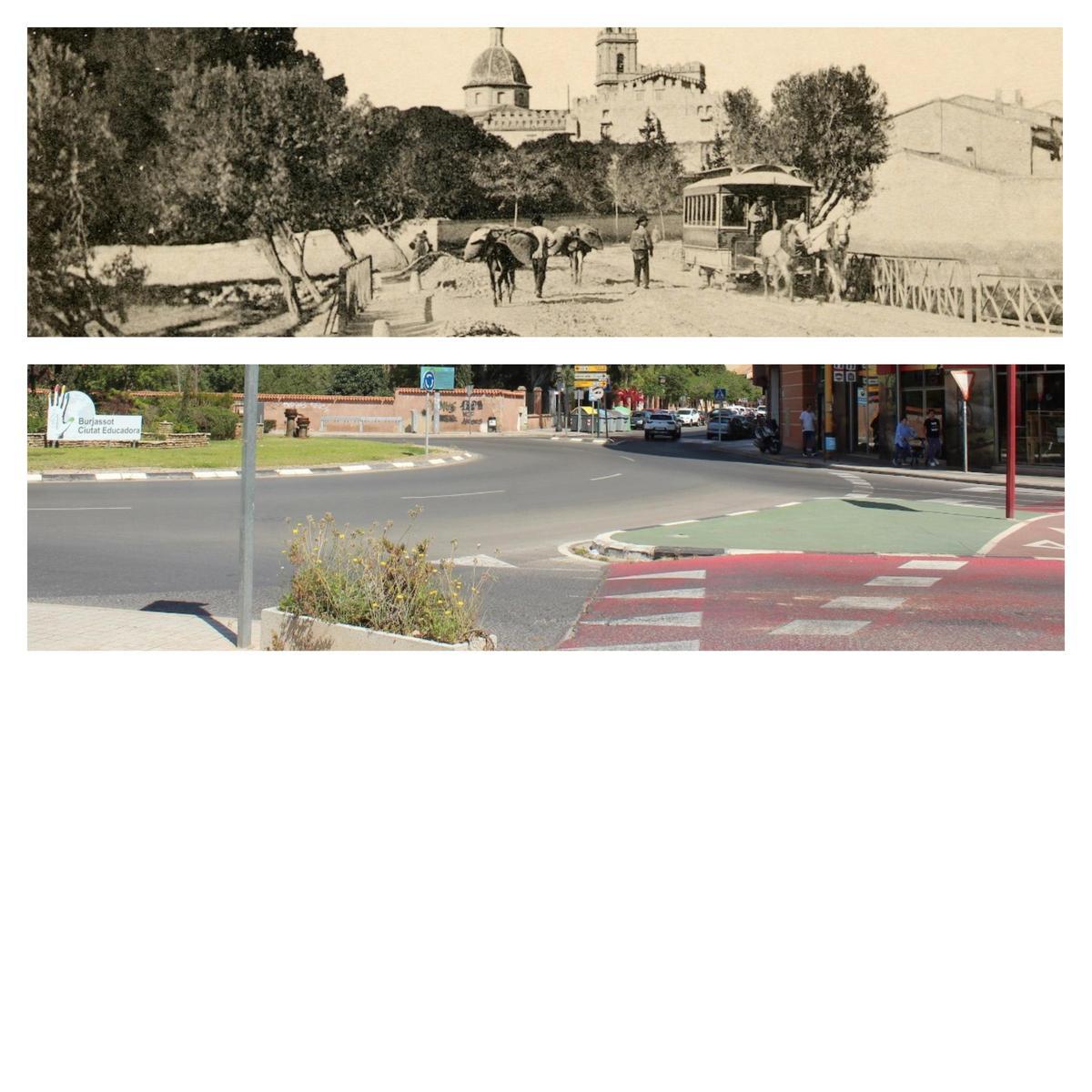 La entrada a Burjassot antes y después.