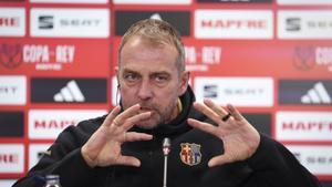 Hansi Flick en la rueda de prensa previa al Valencia-Barça de la Copa del Rey 2024/25
