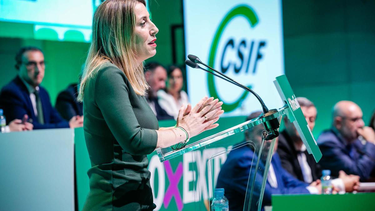 María Guardiola el pasado martes en el congreso de CSIF.