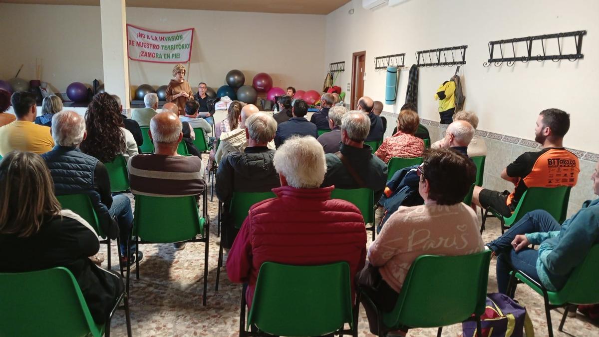 Una de las ponente durante la charla en el local de convivencia municipal de Castrogonzalo.