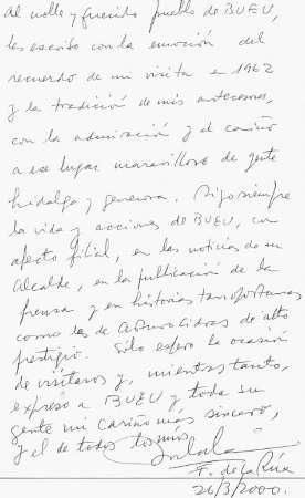 La nota manuscrita que envió al Concello de Bueu, en marzo de 2000. //