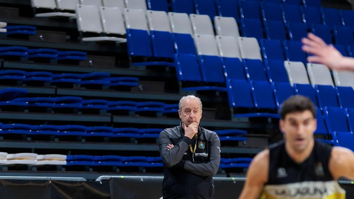 Vidorreta, durante el entrenamiento de este martes de La Laguna Tenerife.