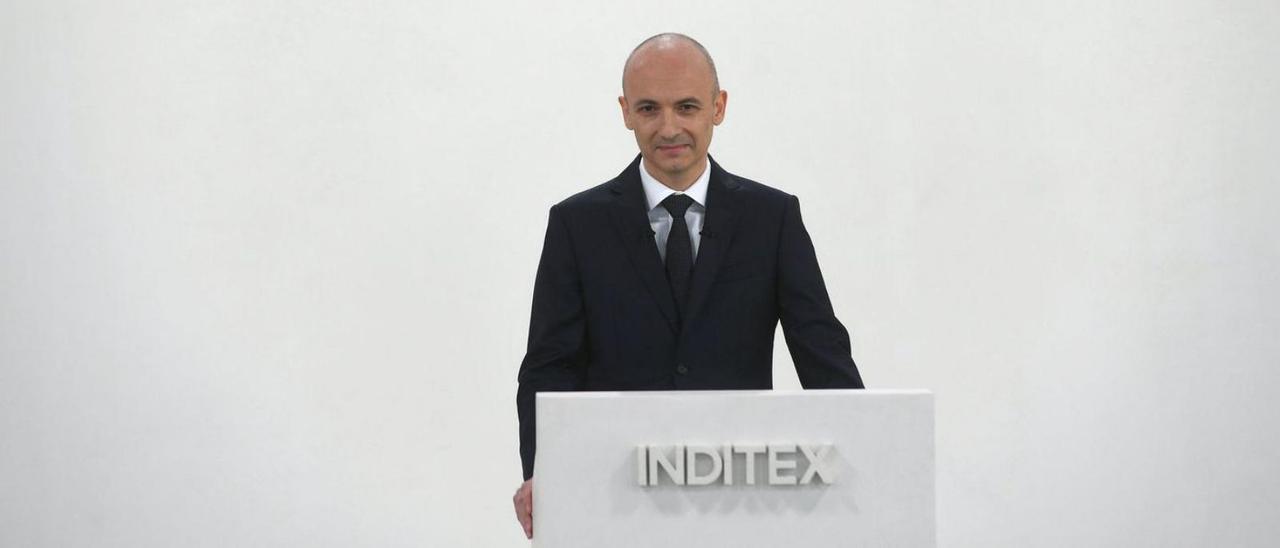 El consejero delegado de Inditex, Óscar García Maceiras, este miércoles en la sede de Arteixo. |