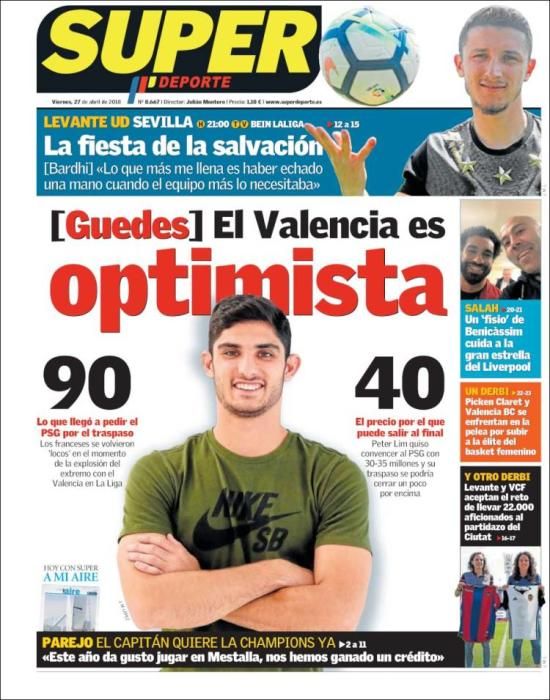 Portadas deportivas del viernes 27 de abril