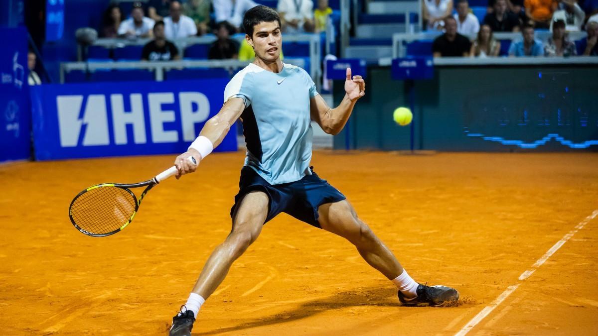 Alcaraz, durante el partido contra Sinner