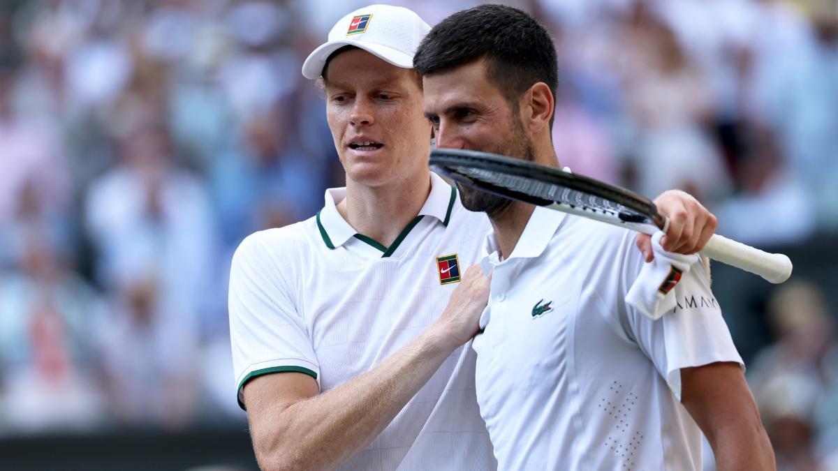 Sinner y Djokovic tras su partido en Wimbledon