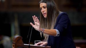 Miriam Nogueras  durante la primera sesión del debate de Investidura que se celebra estos días en el Congreso de los Diputados