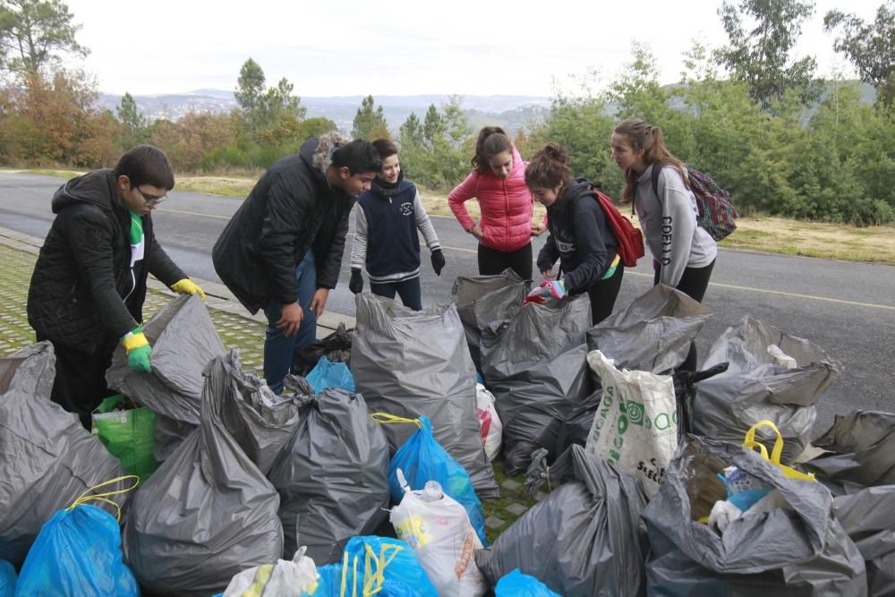 Basura en el monte para decorar un árbol