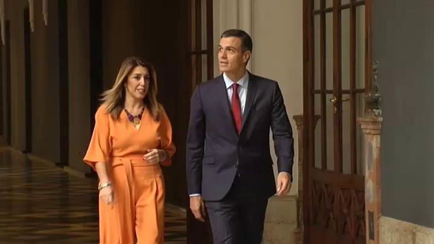 Susana Díaz abre las puertas de San Telmo para recibir a Pedro Sánchez