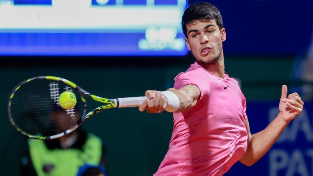 Carlos Alcaraz, en uno de los duelos ante Dusan Lajovic en 2023