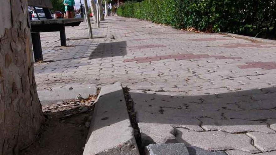 Un tramo de acera levantado en Cardenal Cisneros.